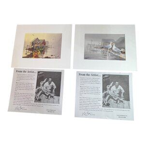 Neil Depew Art Print Set 2 Matted Watercolor Illustrations Nautical Beach House
